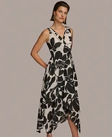 Donna Karan Women's Printed Handkerchief-Hem Dress