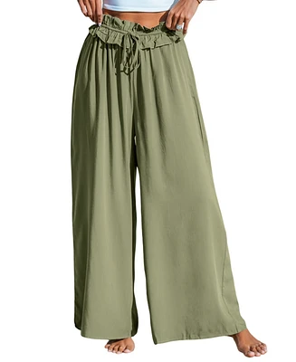 Cupshe Women's Olive Paperbag Wide Leg Pants