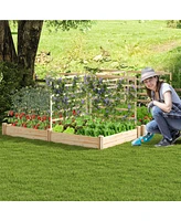 Slickblue Raised Garden Bed with 2 Planter Boxes and 3 Trellis-Natural