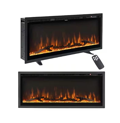 Slickblue Electric Fireplace in-Wall Recessed with Remote Control and Adjustable Color and Brightness