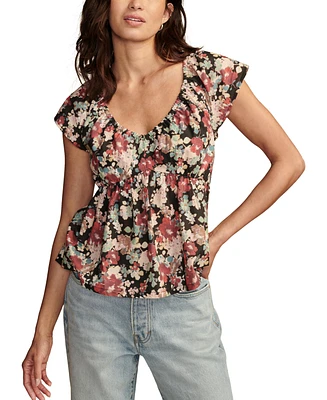 Lucky Brand Women's Cotton Laced-Back Babydoll Top