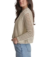Dkny Jeans Women's Open-Stitch Drop-Shoulder Cardigan Sweater