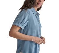 Dkny Jeans Women's Rolled-Sleeve Button-Up Shirt