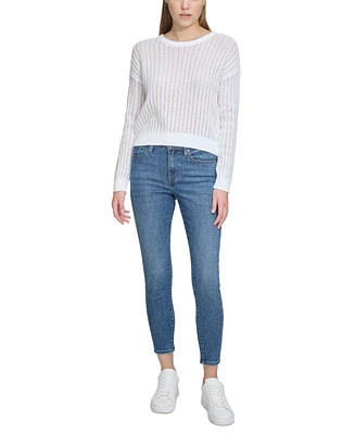 Dkny Jeans Women's Open-Stitch Long-Sleeve Sweater