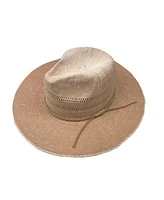 Marcus Adler Women's Straw Panama Hat with Suede Braided Trim