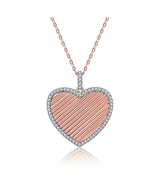 Genevive Sterling Silver 18K Rose Gold Plated Heart Pendant Necklace