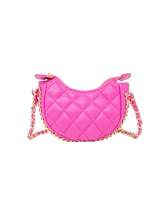 Tiny Treats + Zomi Gems Girls Tiny Quilted Chain Wrapped Hobo Bag, Hot Pink