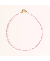 Joey Baby 16" Lusia Necklace with Light Pink Dyed Shell Pearls and Freshwater Pearl Accents in 18K Gold Plated Stainless Steel