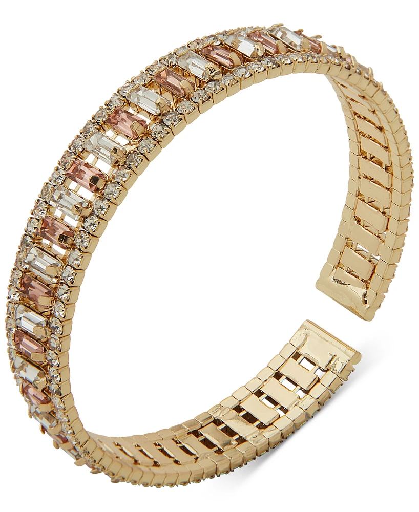 Anne Klein Gold-Tone Vintage Rose Stone Baguette Coil Bracelet