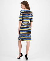 Connected Women's Overlapping Striped Sheath Dress