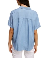 Fever Solid Lyocell High Low Top With Collar