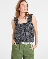 On 34th Women's Garden-Print Ruffled Tank Top, Created for Macy's