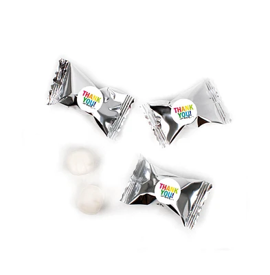 Just Candy Thank You Candy Mints Party Favors Silver Individually Wrapped Buttermints - 55 Pcs