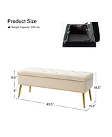 Modern Velvet Storage Ottoman Bench for Living Room Dining Room