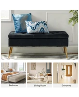 Modern Velvet Storage Ottoman Bench for Living Room Dining