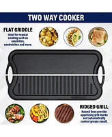 Chefsspot Preseasoned Cast Iron Reversible Griddle Plate Pan - 20"