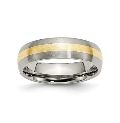Chisel Titanium Brushed with 14k Gold Inlay Wedding Band Ring