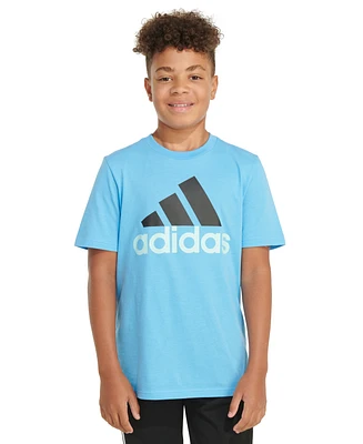 adidas Big Boys Short Sleeve Two-Color Logo T-Shirt