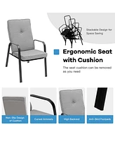 Sugift 4 Patio Dining Stackable Chairs Set with High-Back Cushions