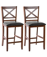 Sugift Set of 2 Bar Stools 25 Inch Counter Height Chairs