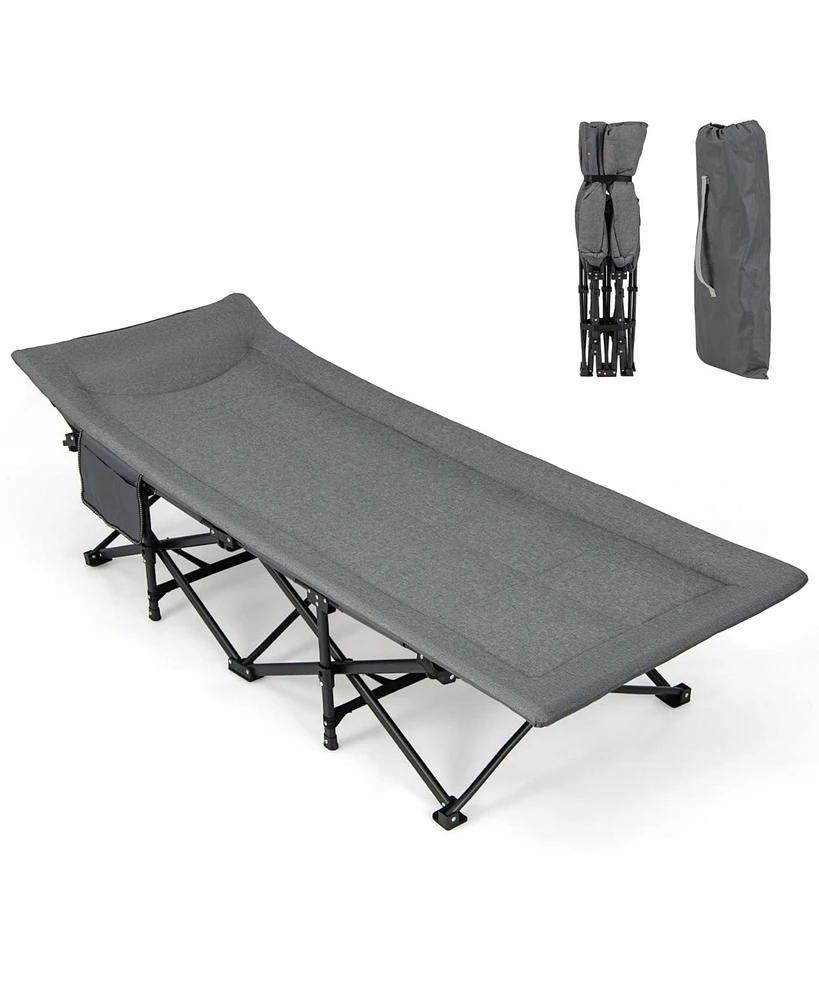 Sugift Folding Camping Cot with Carry Bag Cushion and Headrest