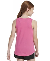 adidas Big Girls Sleeveless Curved-Hem Cotton Logo Tank Top