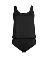 Lands' End Women's Dd-Cup Scoop Neck One Piece Fauxkini Swimsuit