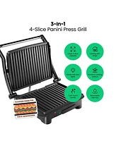 Chefman Electric Panini Press & Grill w/ Non Stick Plates, Opens Flat