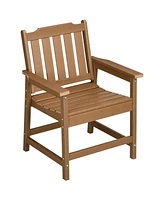 Outsunny 2 Piece Patio Chairs with Armrests, Slatted Back Armchair, Gray