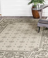 Safavieh Courtyard CY1356 Sand and Black 6'7" x 9'6" Outdoor Area Rug