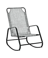 Outsunny Garden Rocking Chair, Outdoor Indoor Sling Rocker for Patio Balcony Porch, Grey