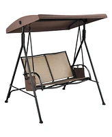 Sugift 2-Person Patio Swing with Adjustable Canopy and 2 Storage Pocket
