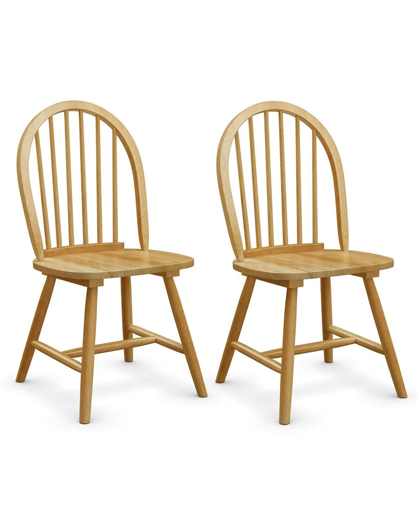 Sugift Set of 2 Vintage Windsor Wood Chair with Spindle Back for Dining Room