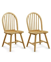 Sugift Set of 2 Vintage Windsor Wood Chair with Spindle Back for Dining Room