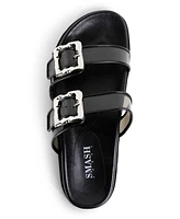 Women's Kaia Double Band Buckle Sporty Flatform Footbed Slide Sandals - Extended Sizes 10-14