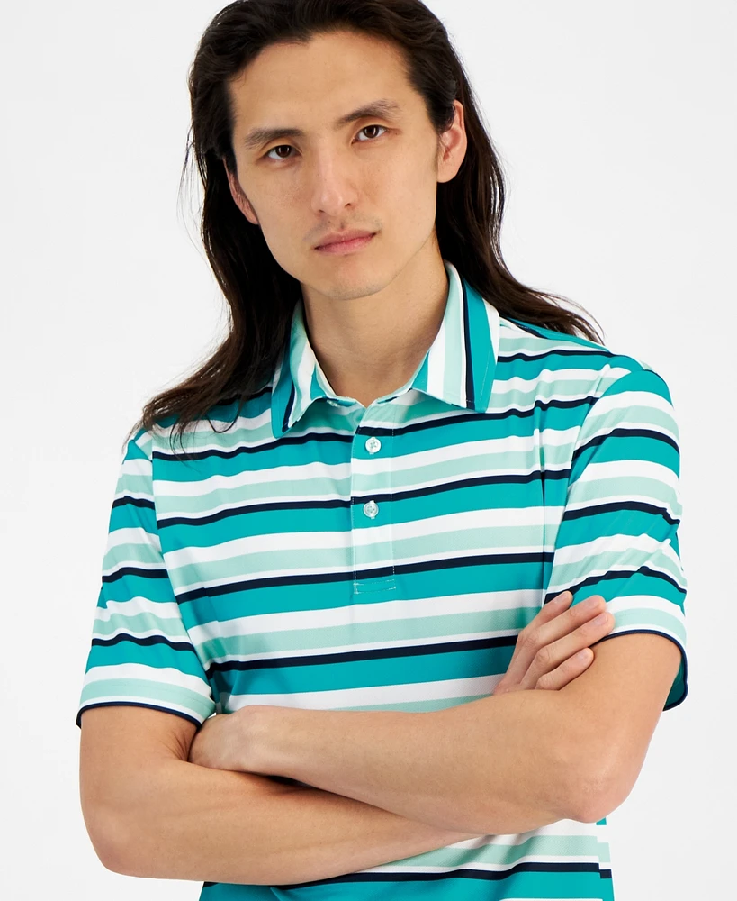 Club Room Men's Post Regular-Fit Stripe Performance Tech Polo Shirt, Created for Macy's