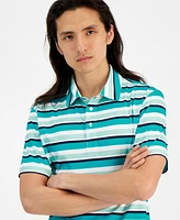Club Room Men's Post Regular-Fit Stripe Performance Tech Polo Shirt, Created for Macy's