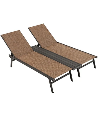 Sugift 2-Person Patio Chaise Lounge with Middle Panel
