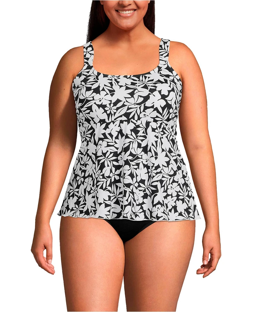 Lands' End Women's Plus Dd-Cup Flutter Scoop Neck Tankini Top