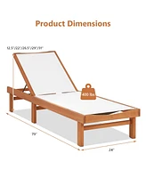 Inolait Sugift Outdoor Wood Chaise Lounge Chair with 5-Postion Adjustable Back