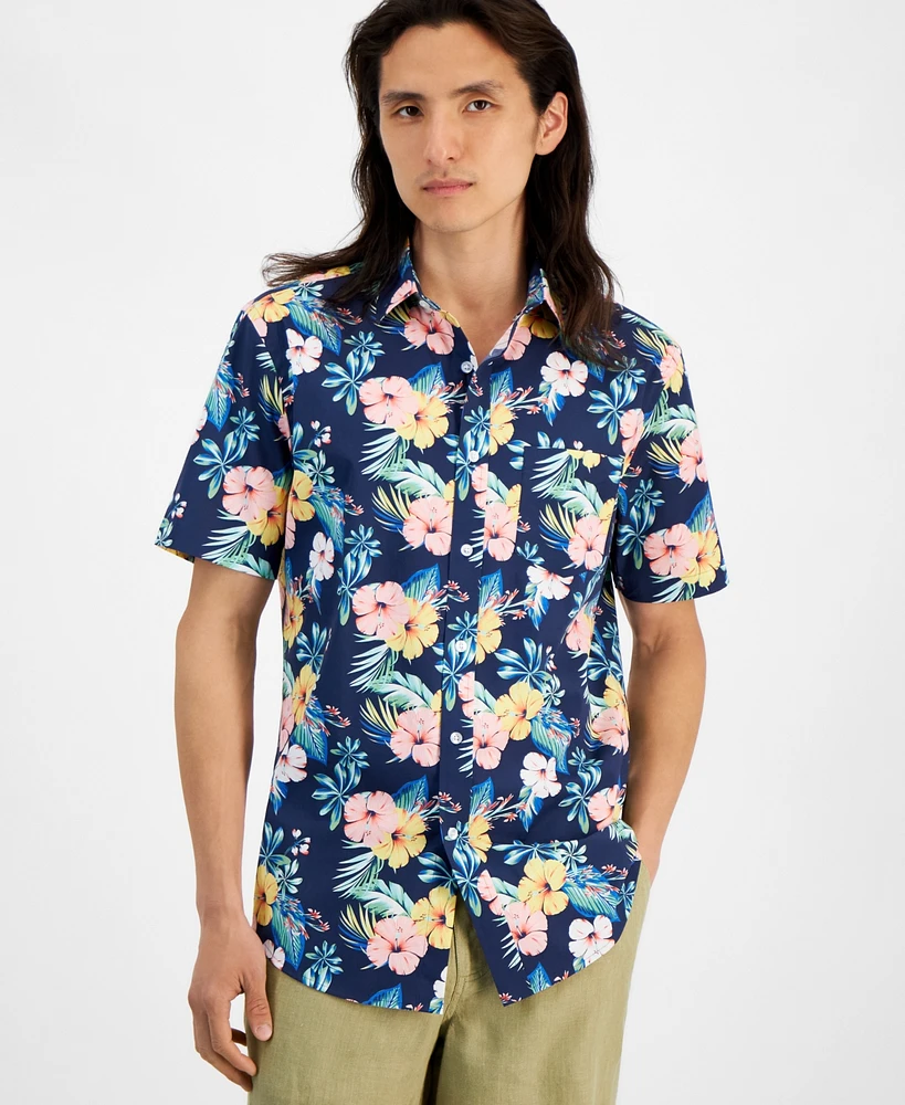 Club Room Men's Summer Garden Regular-Fit Stretch Floral Button-Down Shirt, Created for Macy's