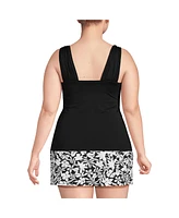 Lands' End Plus Cap Sleeve High Neck Tankini Swimsuit Top