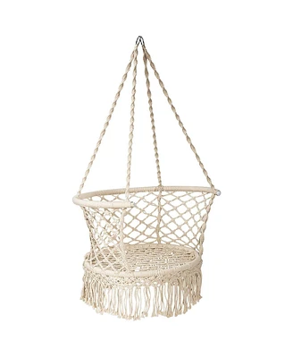 Sugift Hanging Hammock Chair with 330 Pounds Capacity and Cotton Rope Handwoven Tassels Design