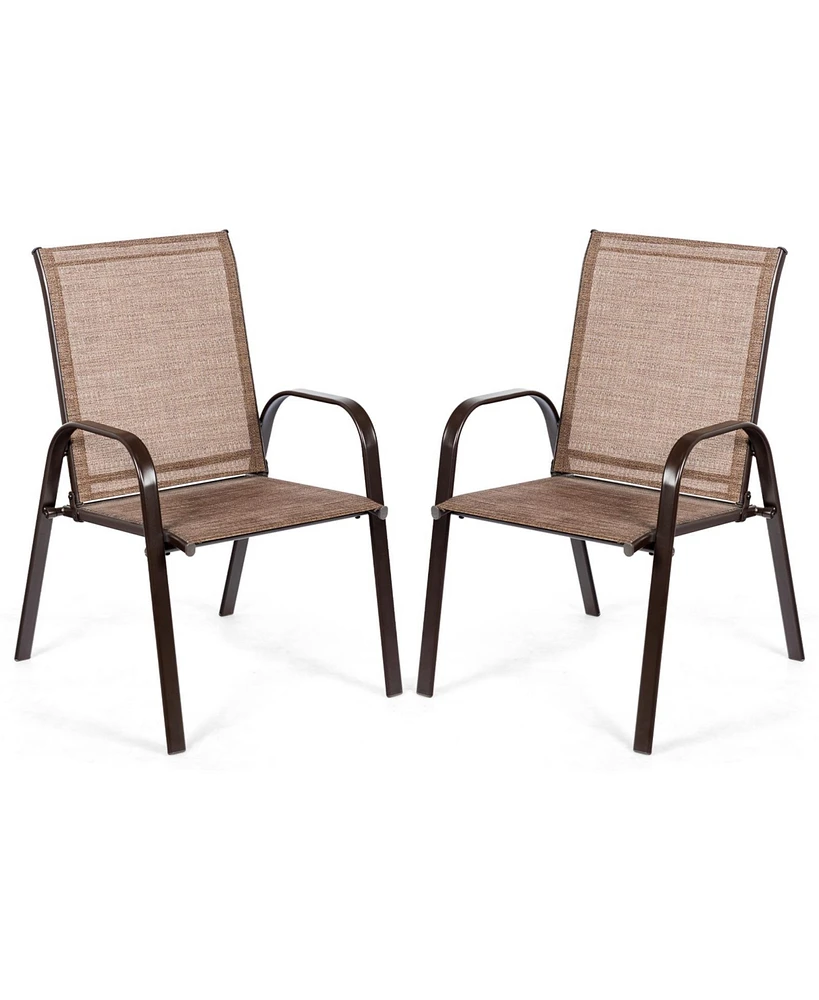Sugift 2 Pieces Patio Outdoor Dining Chair with Armrest