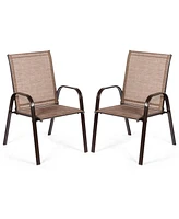 Sugift 2 Pieces Patio Outdoor Dining Chair with Armrest