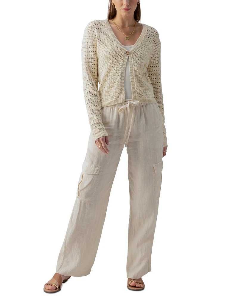 Sanctuary Women's Cotton Open-Knit Button-Front Cardigan