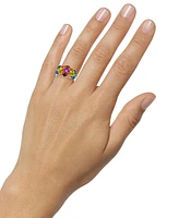 Multi-Gemstone (4 ct. t.w.) & Diamond Accent Cluster Statement Ring in Sterling Silver