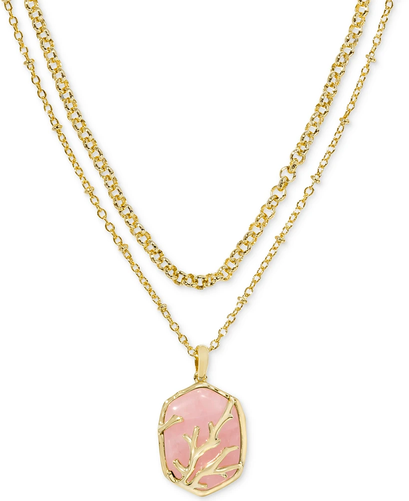 Kendra Scott 14k Gold-Plated Framed Stone Layered Pendant Necklace, 15" + 6" extender