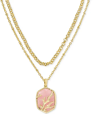 Kendra Scott 14k Gold-Plated Framed Stone Layered Pendant Necklace, 15" + 6" extender