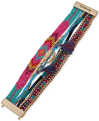 lonna & lilly Gold-Tone Shell Charm Beaded Friendship-Style Wrap Bracelet